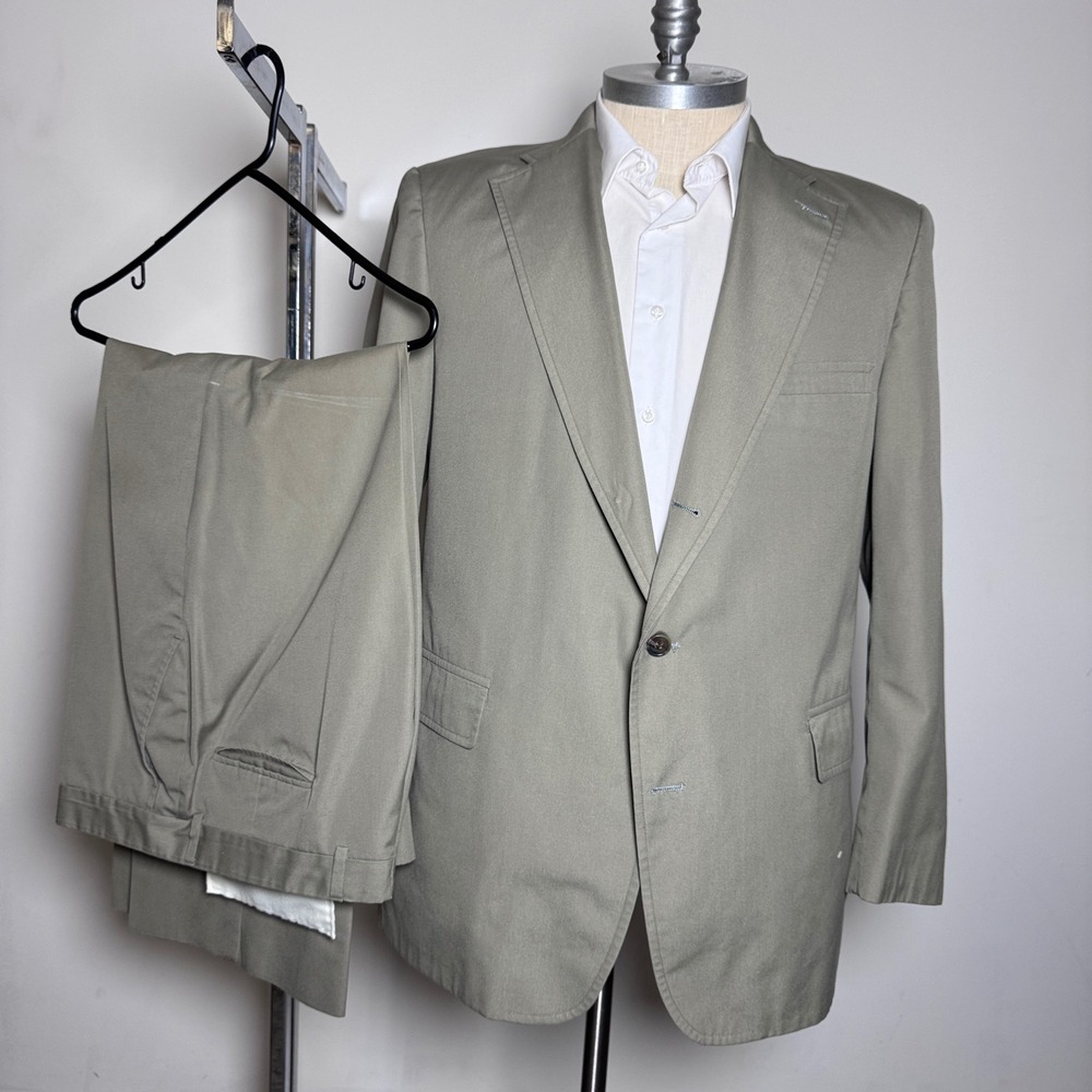 Jos.‎ A. Bank Suit Mens 42R 38x29 Tan Solid Two Button Notch Lapel Cotton